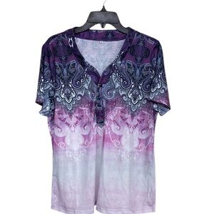 New Purple and Blue Graphic Polo T-Shirt